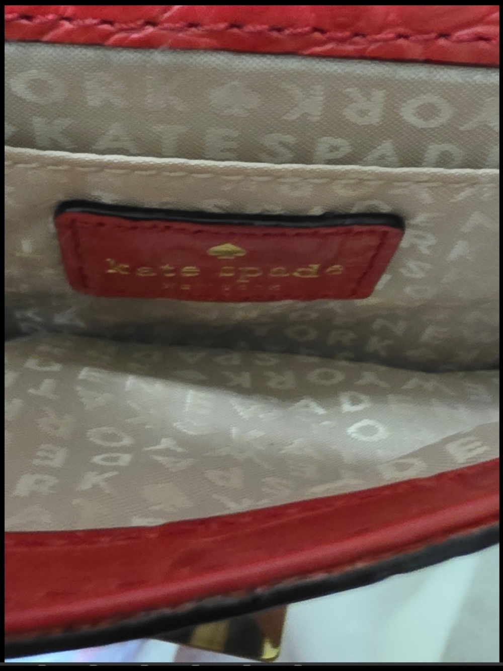 Kate Spade Red Embossed Crossbody Bag with Gold Lock - Picture 8 of 13